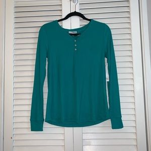 Green Long Sleeve Semi Button Shirt.